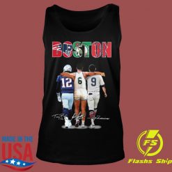 Boston Sports Teams Bill Russell Tom Brady And Ted Williams Signatures Shirt 3