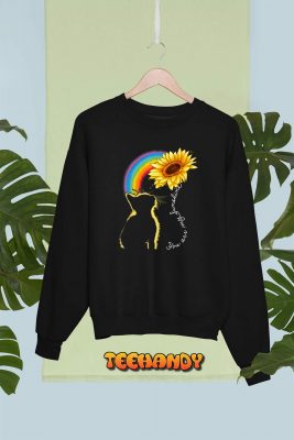 Cat Sunflower Rainbow For Cat Lovers Cat Mom Lady Women T Shirt img1 C6