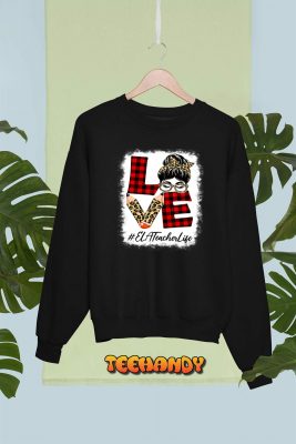 ELA Teacher Love Messy Bun Leopard Buffalo Back To School T Shirt img1 C6