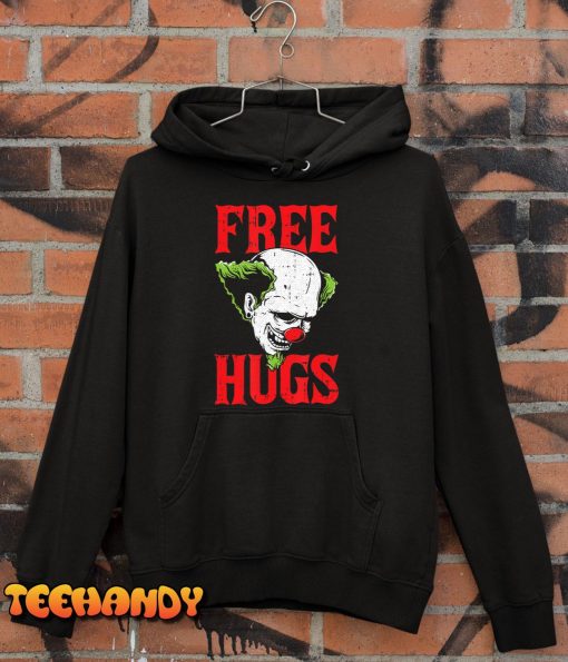 Free Hugs Clown Lazy Halloween Costume Scary Creepy Horror T-Shirt
