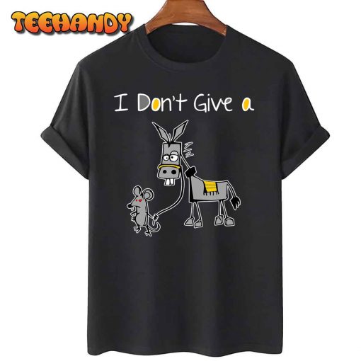 Funny MOUSE WALKING A DONKEY I Don’t Give Rats Ass Mouse T-Shirt