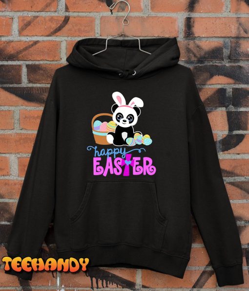 HAPPY EASTER Bunny Panda Rabbit Ears Egg Hunt Funny Girl Kid T-Shirt