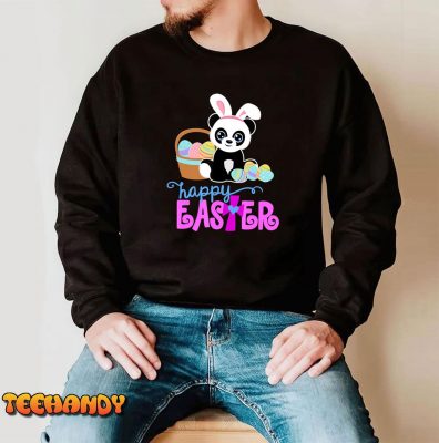 HAPPY EASTER Bunny Panda Rabbit Ears Egg Hunt Funny Girl Kid T Shirt img2 C4