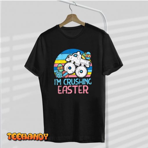 Kids I’m Crushing Easter Monster Truck Retro Boys Kids Toddler T-Shirt