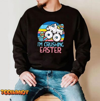 Kids Im Crushing Easter Monster Truck Retro Boys Kids Toddler T Shirt img2 C4