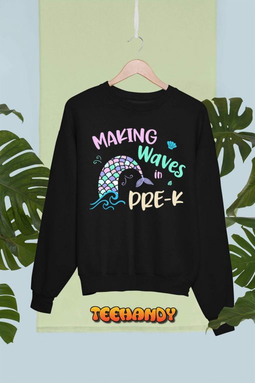 Making Waves In Pre-K Mermaid Back To School Girls T-Shirt