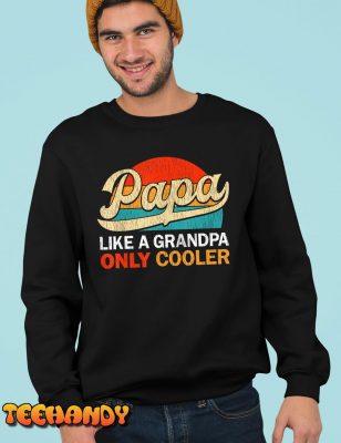 Mens PAPA like a Grandpa only cooler, Funny dad definition retro T-Shirt