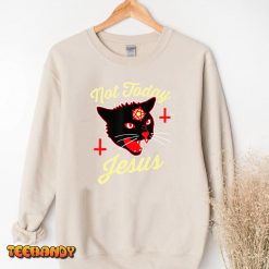 Not Today Jesus Hail Satan Satanic Cat Death Metal Halloween T Shirt img3 t3