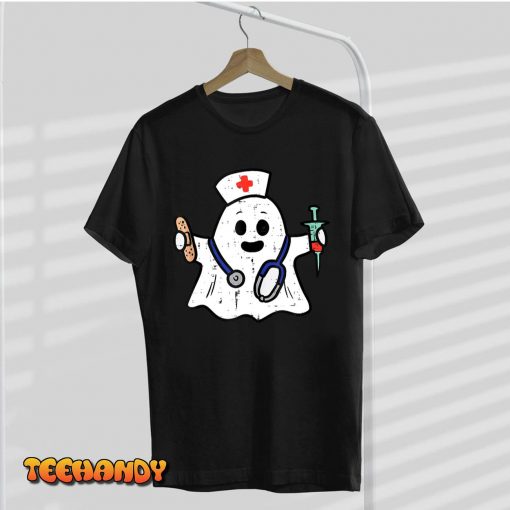 Nurse Ghost Scrub Top Halloween Costume For Nurses Women RN T-Shirt