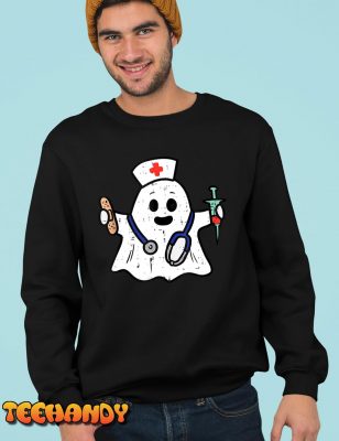 Nurse Ghost Scrub Top Halloween Costume For Nurses Women RN T Shirt img3 C5