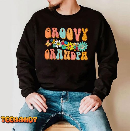 Retro Groovy Birthday Family Matching Cute Groovy Grandpa T-Shirt