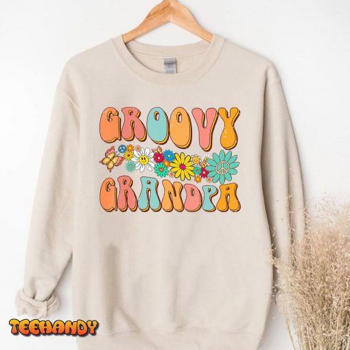 Retro Groovy Birthday Family Matching Cute Groovy Grandpa T-Shirt