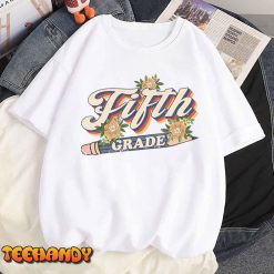Retro Sunset Fifth Grade Teacher & Student Back To School T-Shirt