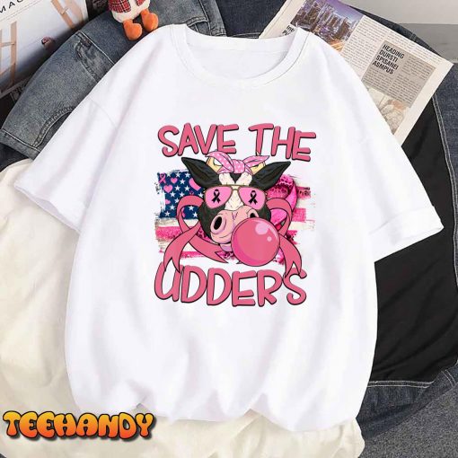 Save The Udders Breast Cancer Awareness Warrior Cow T-Shirt