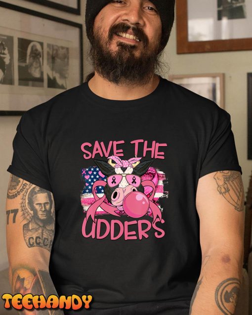 Save The Udders Breast Cancer Awareness Warrior Cow T-Shirt