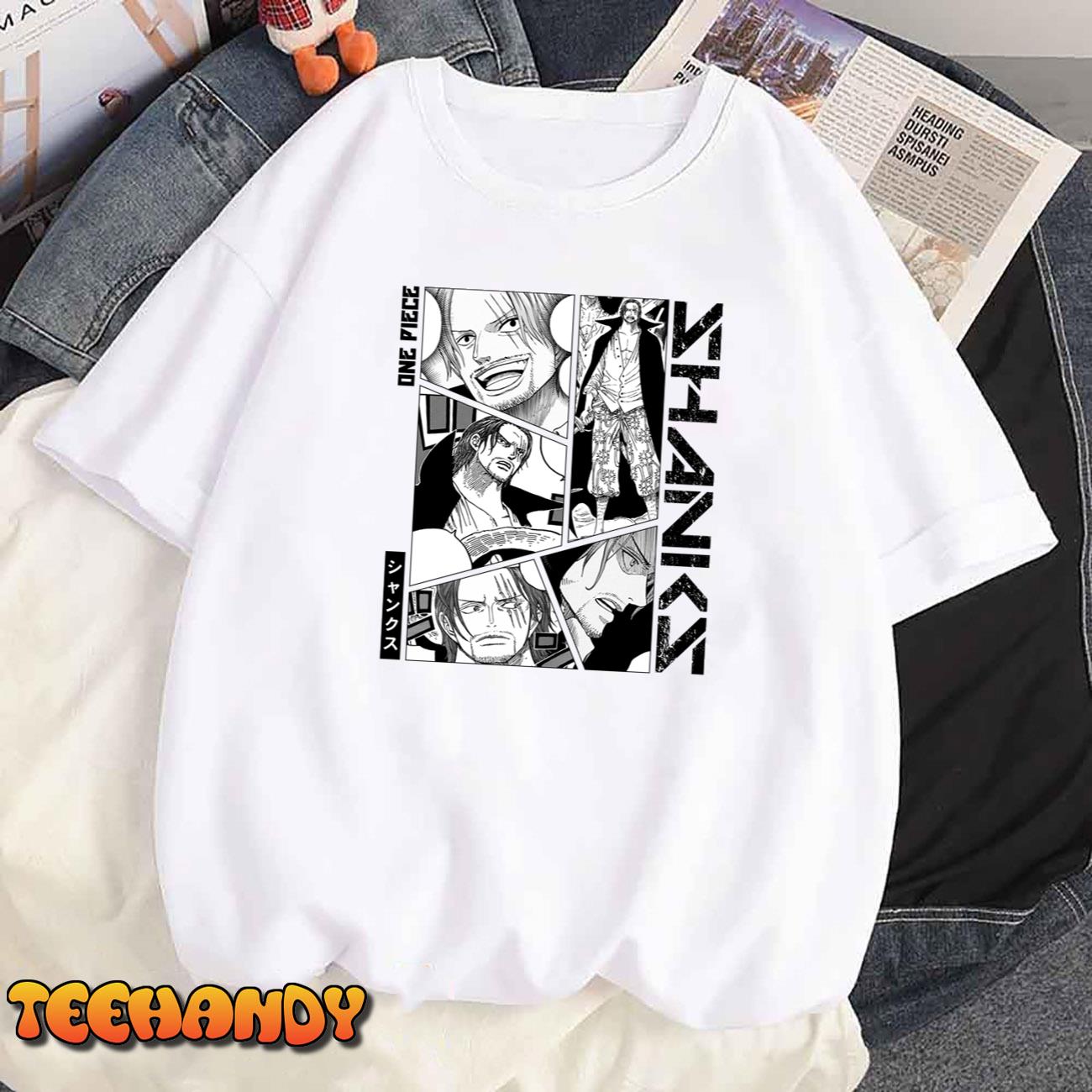 Shanks Manga Panel - Black and white version One Piece Red Unisex T-Shirt