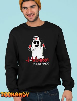 Shots For Everyone Lazy Halloween Costume Funny Ghost Nurse T Shirt img3 C5
