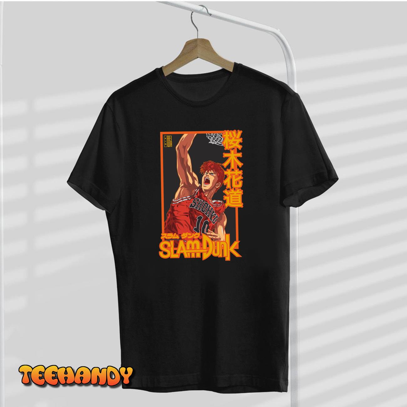 TYOMOYT Japanese Slam Dunk Shohoku Basket Ball Team Tshirt Sakuragi Hanamichi Print Tee Shirt Anime Unisex Streetwear Cosplay T-Shirts, Adult Unisex