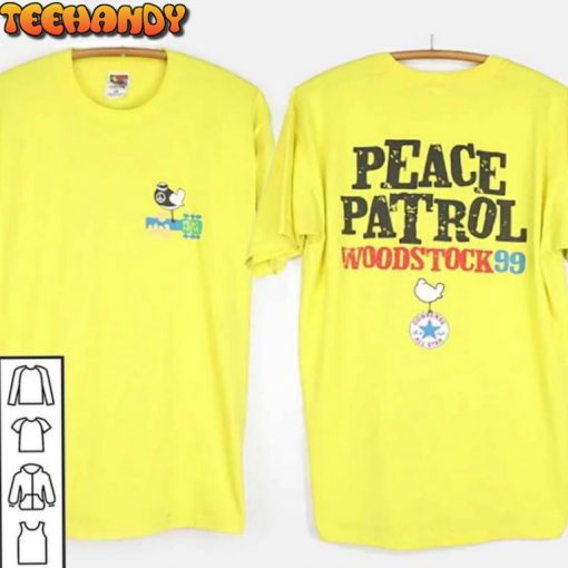 Vintage 1999 Woodstock Peace Patrol BOTH SIDE T Shirt Trainwreck Woodstock 99 Festival Shirt
