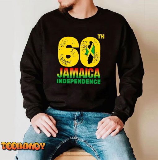 Vintage Jamaica 60th Independence Day 2022 Jamaican Map Flag T-Shirt