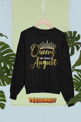 Womens Queen Was Born In August Happy Birthday Gifts For Women V Neck T Shirt img1 C6