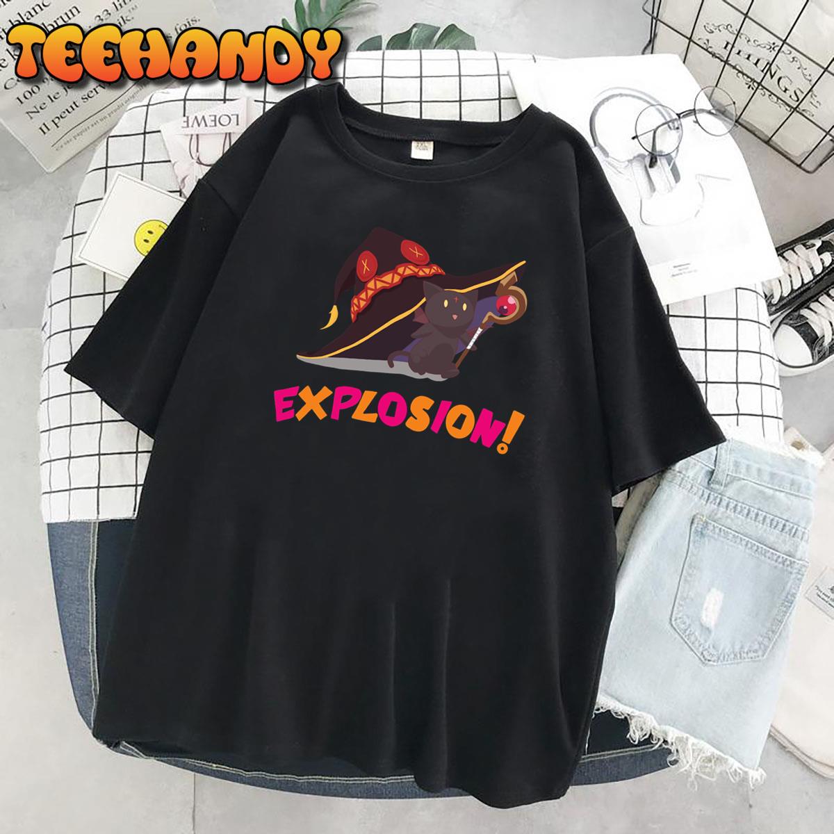 Cute Konosuba Chomusuke Explosion Megumin’s Cat Unisex T-shirt