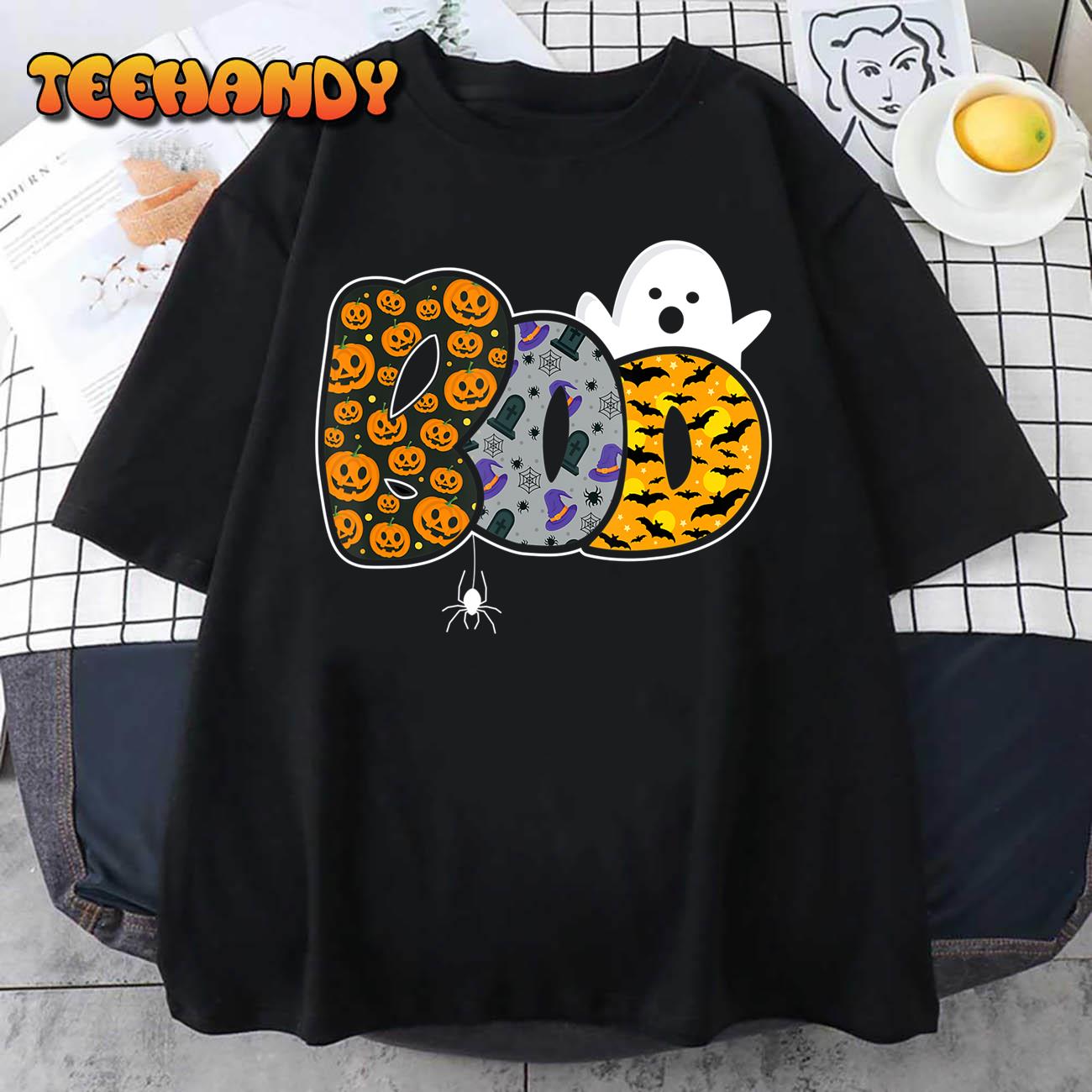 Funny boo with ghost and pumpkins for halloween costume T-Shirt