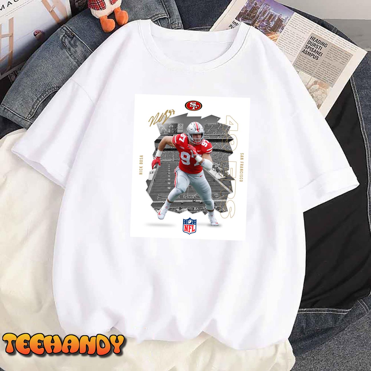 : Baku Apparel San Francisco Fans Nick Bosa Bosa PIC Ladies  Crewneck T-Shirt : Sports & Outdoors