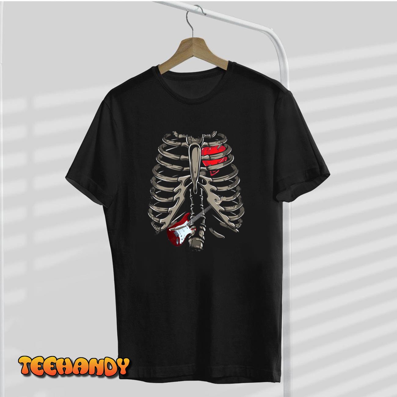 Skeleton Rib Cage Guitar Music Xray Funny Halloween Gift T-Shirt