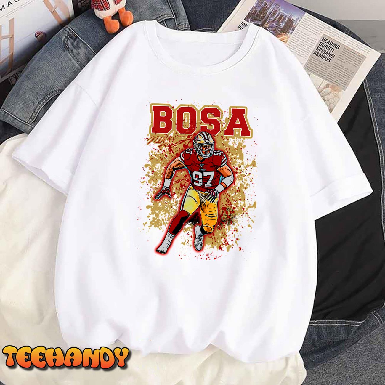 Printify Youth Nick Bosa Gold Kapow! - Fine Jersey Tee Heather / XL