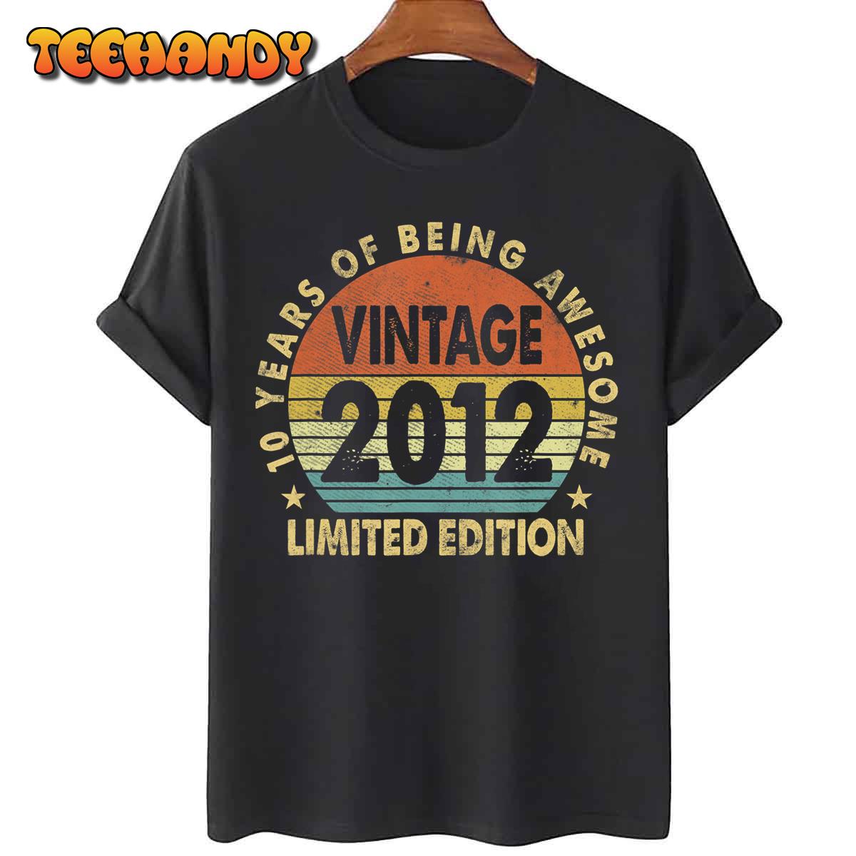 10 Year Old Gift Boys Girls Vintage 2012 10th Birthday Retro T-Shirt
