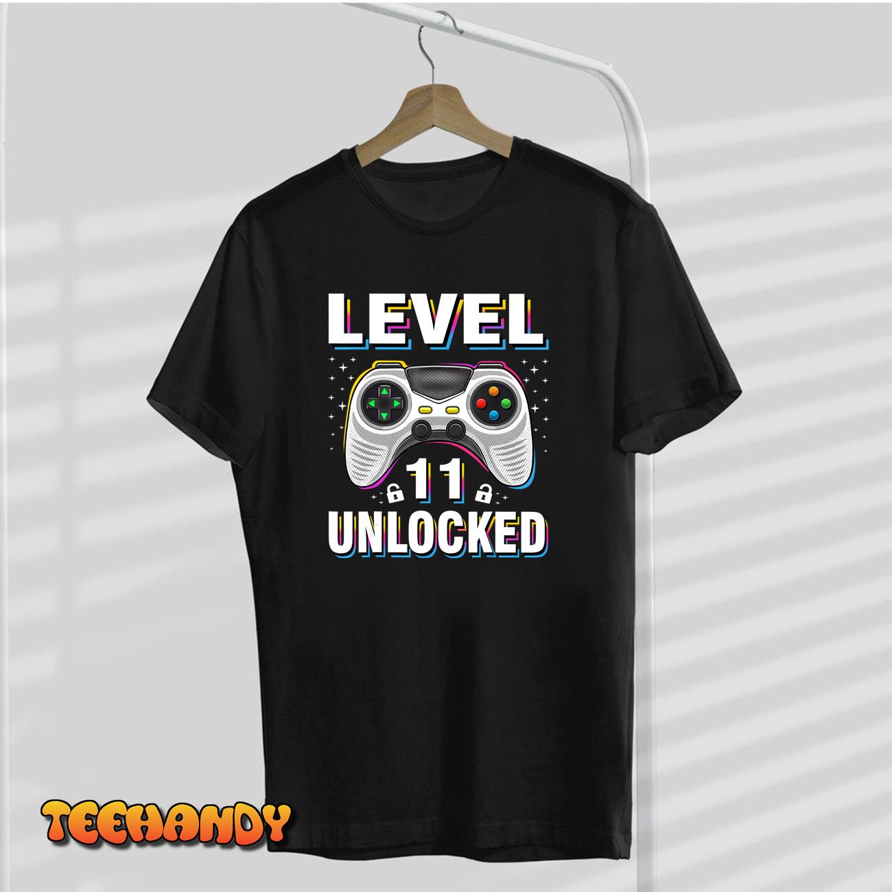 11th Birthday Boy Level 11 Unlocked Video Gamer 11 Years Old T-Shirt