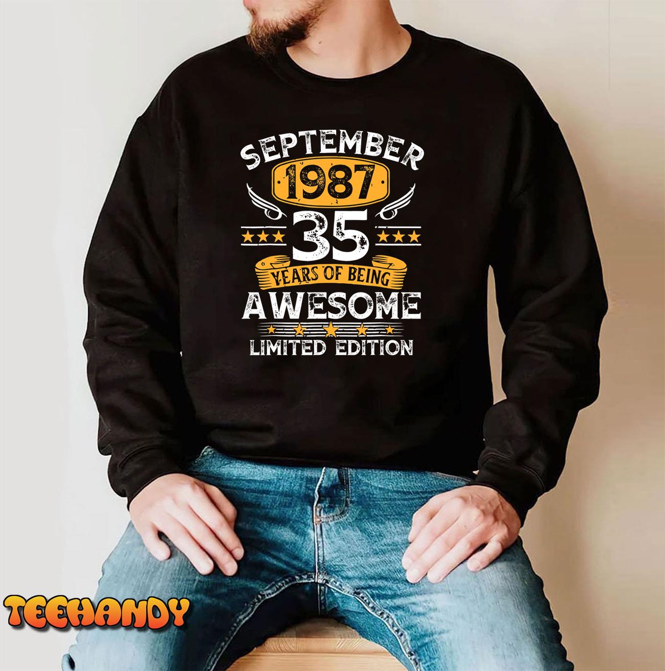 35 Years Old Gifts Vintage September 1987 35th Birthday T-Shirt