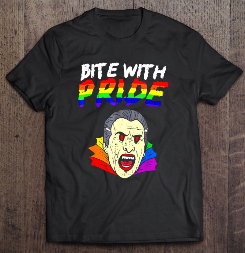 Bite With Pride Vampire Drácula Gay Halloween Unisex T Shirt