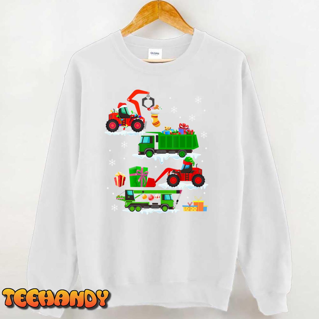 Construction Vehicle Christmas Red Trucks Winter Unisex T-Shirt