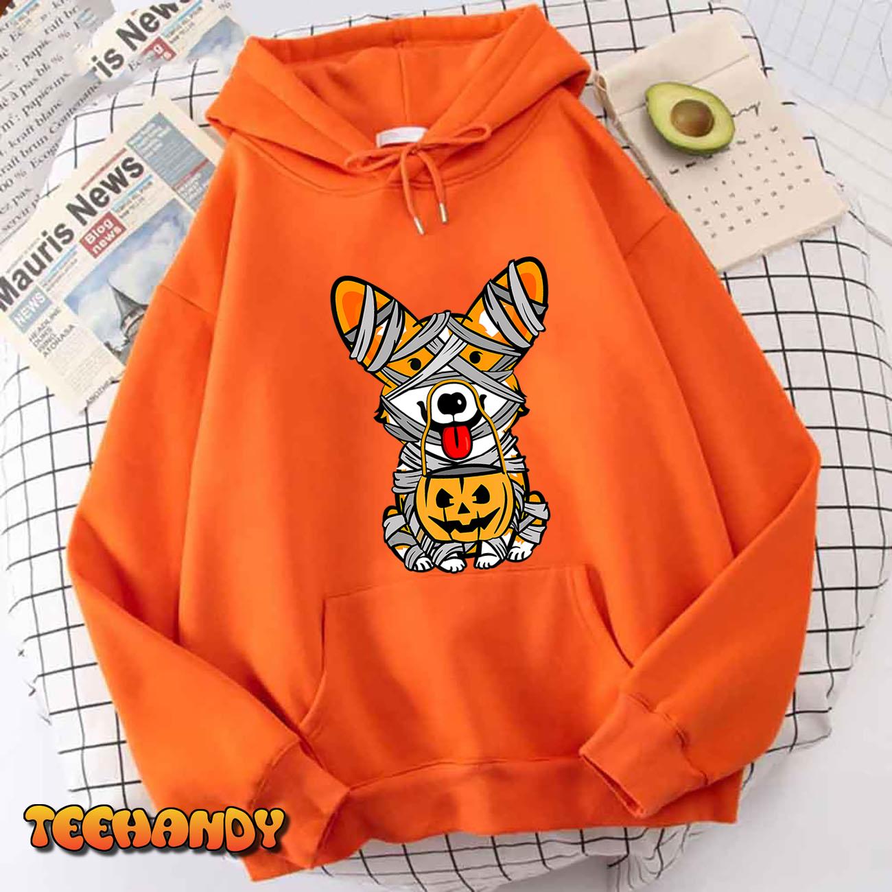 Cute Halloween Costume Welsh Corgi Mummy Dog Lover Design T-Shirt