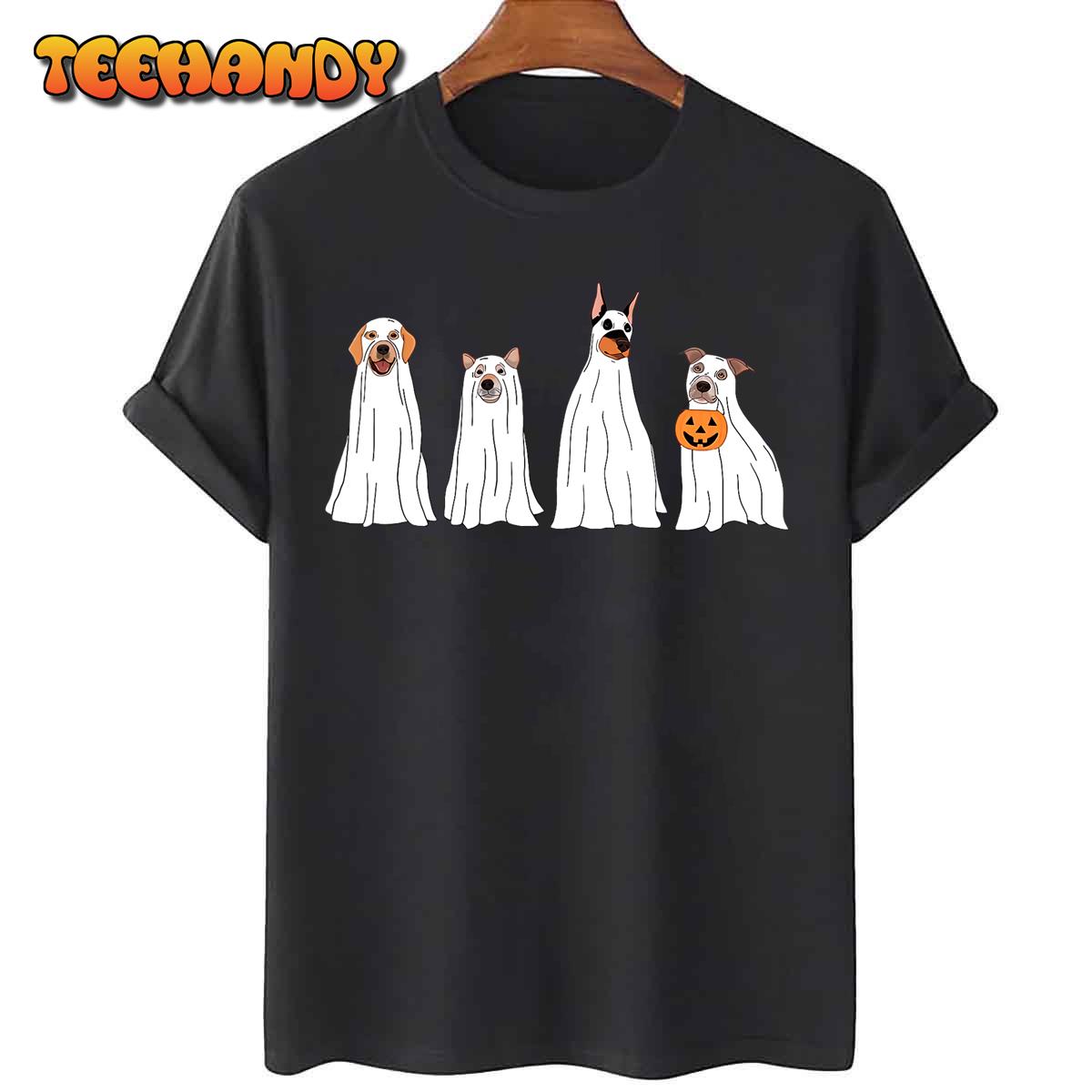 Dog Treat Or Treating Pajamas Jackolantern Ghost Halloween T-Shirt