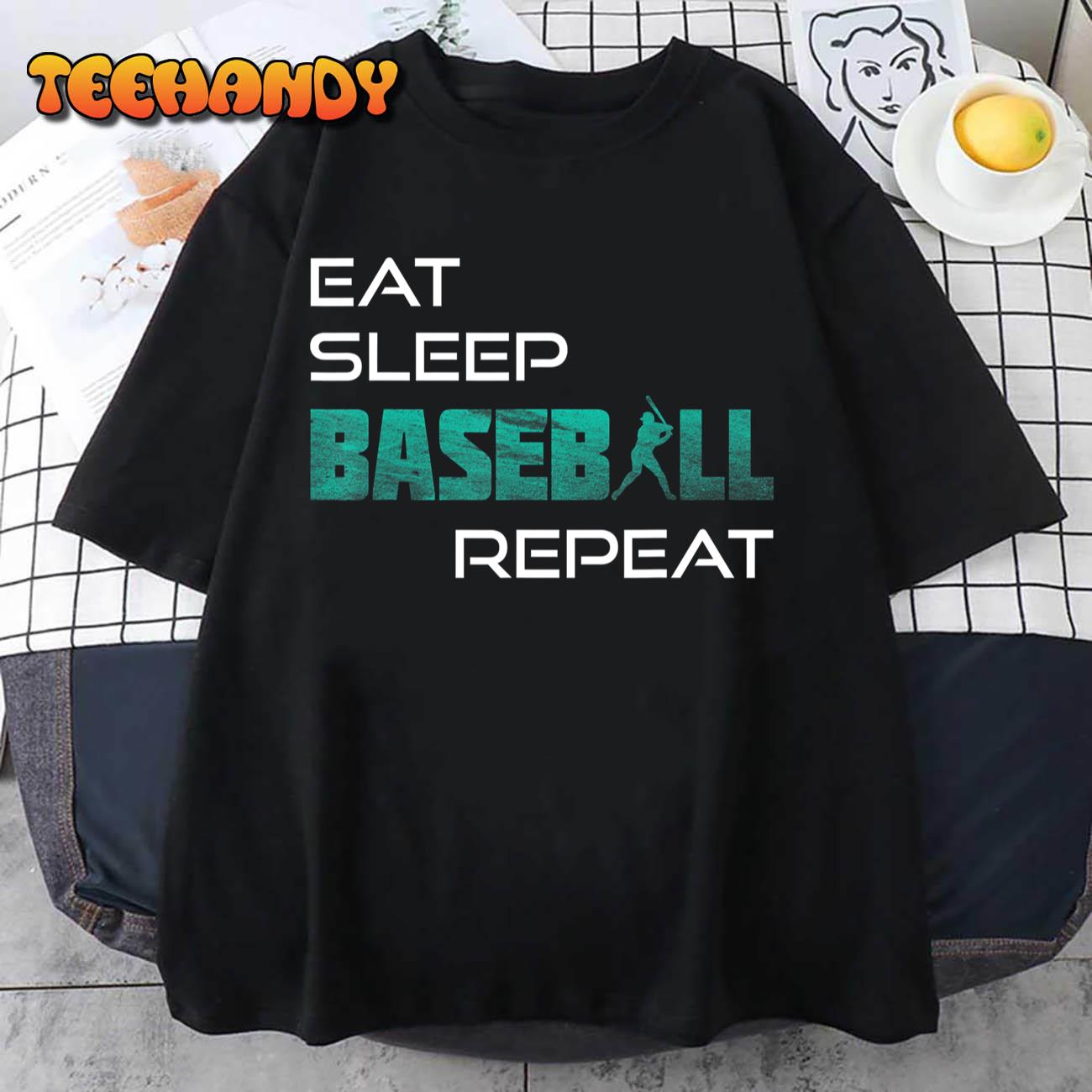 Eat Sleep Baseball Repeat Baseball Mom Player Fan T-Shirt