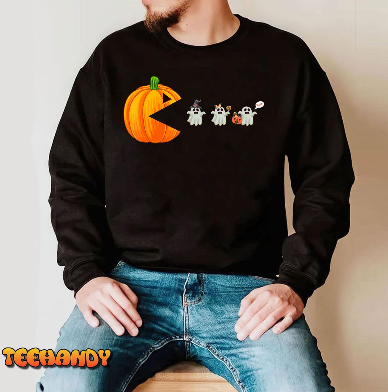 Funny Halloween Pumpkin Eating Ghost, Gamer Unisex T-Shirt