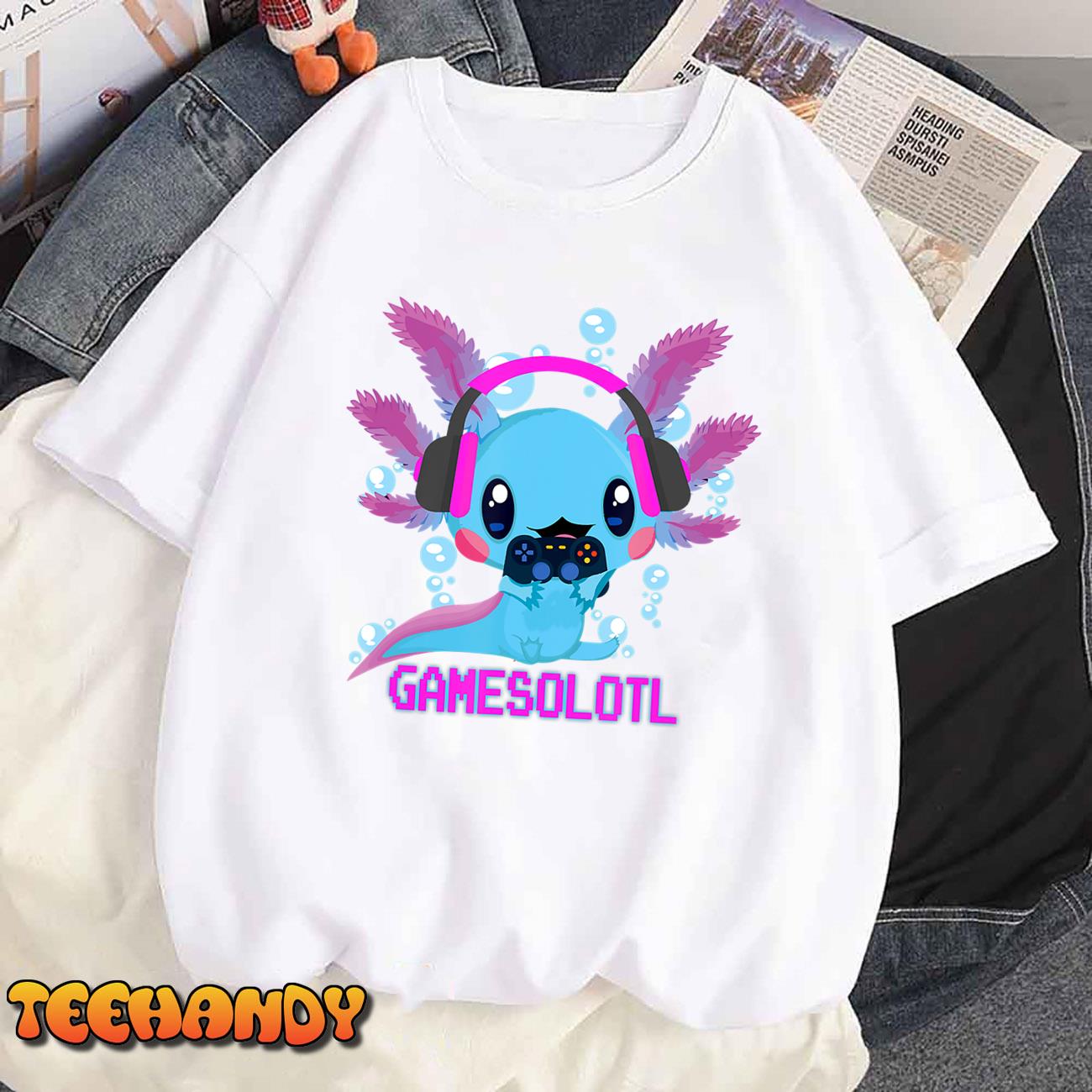 Gamesolotl Axolotl Video Gamer Kawaii Anime Gifts Boys Girls T-Shirt