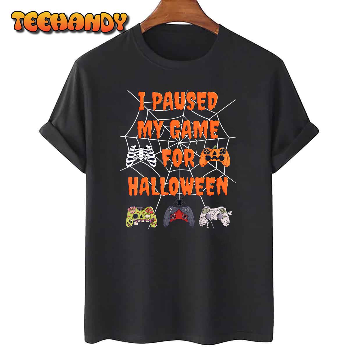 Gaming I Paused My Game For Halloween Funny Gamer Boys Kids T-Shirt