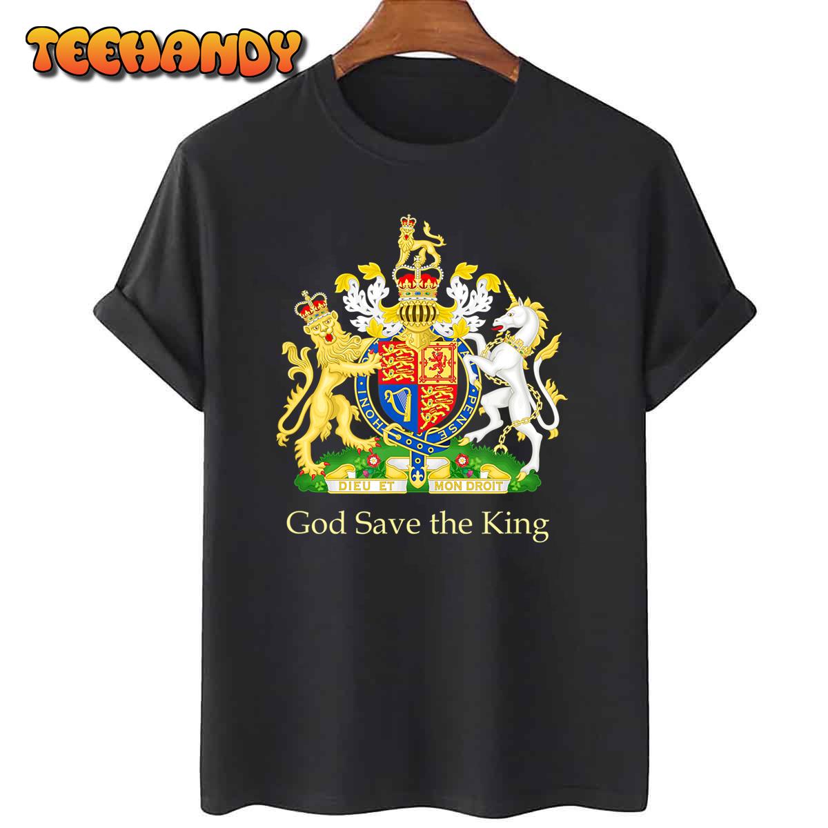 God Save the King Royal Coat of Arms Emblem Men Women T-Shirt