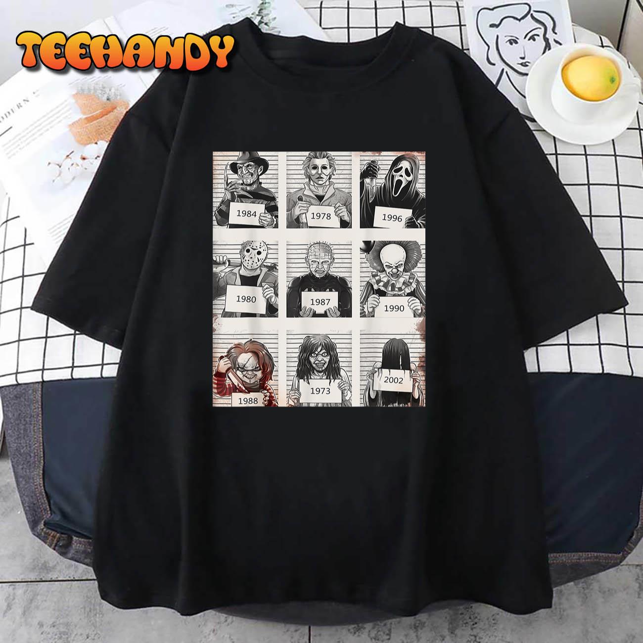 Halloween Creepy Legends Killer Mugshots Horror Fan Gifts T-Shirt