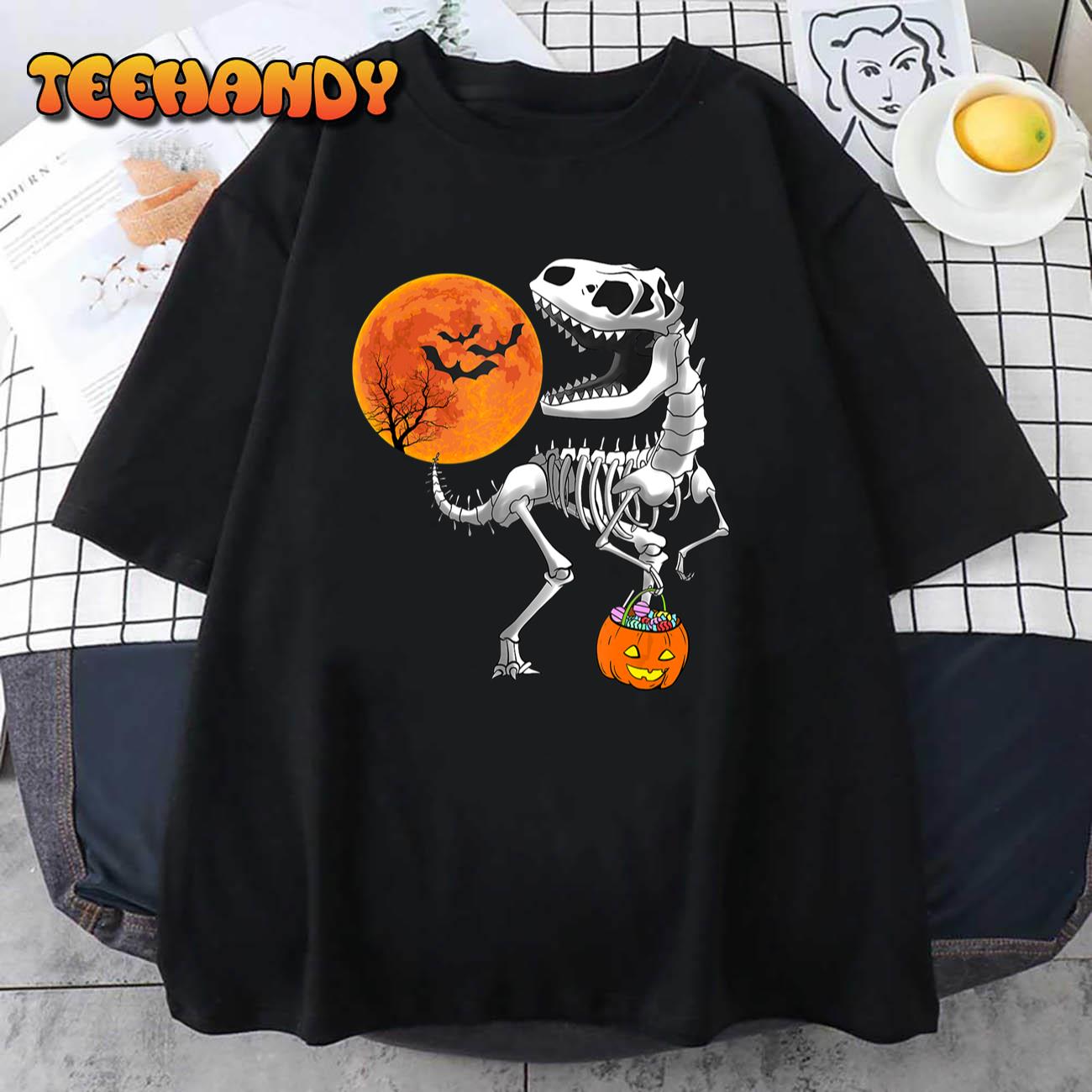 Halloween Dinosaur T Rex Skeleton Scary Boys Kids Teens T-Shirt