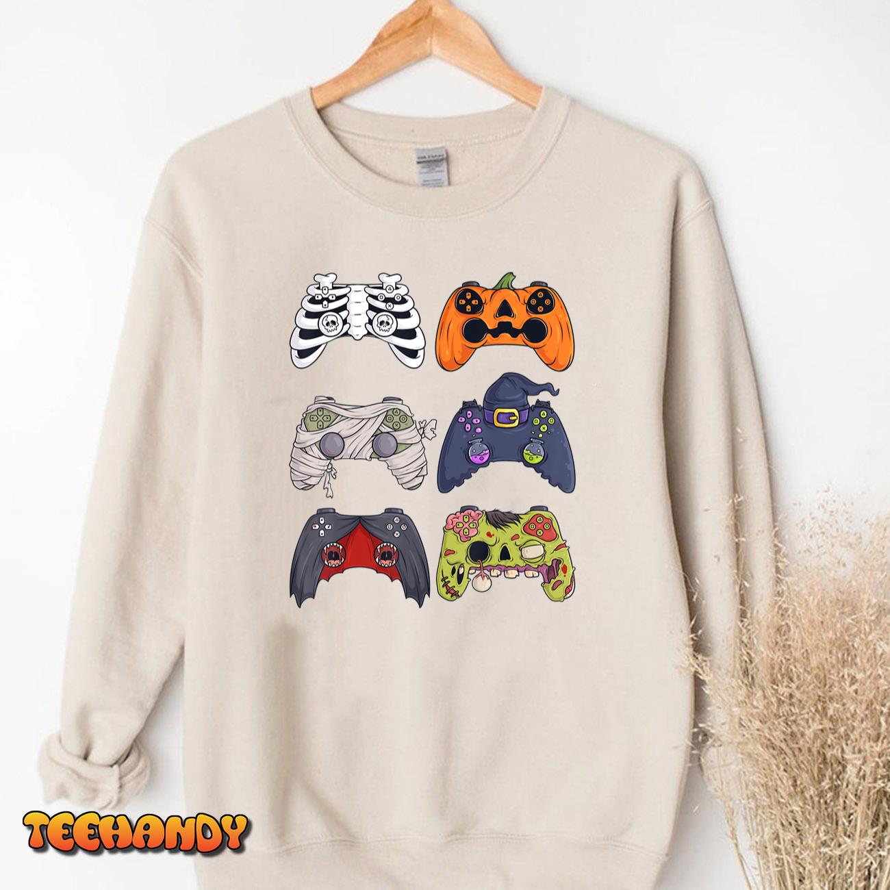 Halloween Skeleton Zombie Gaming Controllers Mummy Boys Kids T-Shirt