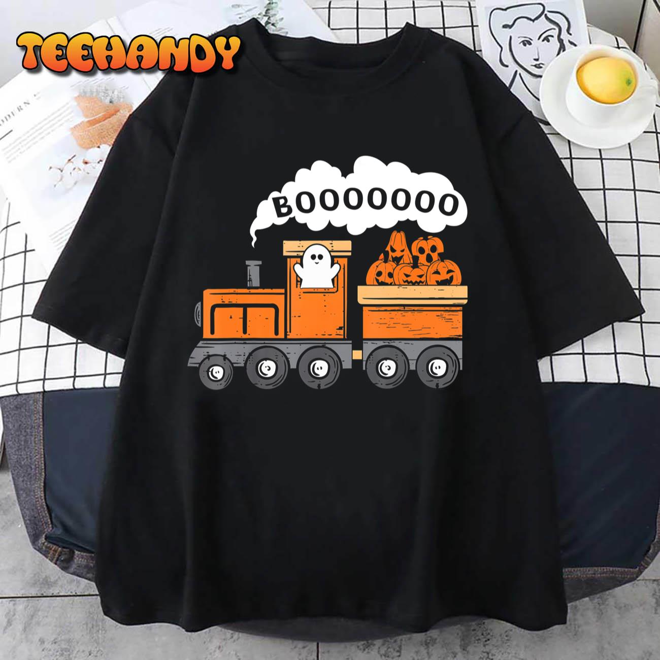 Halloween Train Boo Funny Ghost Pumpkin Toddler Kids Boys T-Shirt