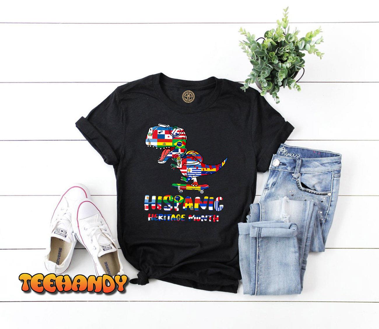 Hispanic Heritage Month Shirt Kids Boys Toddler Dinosaur T-Shirt