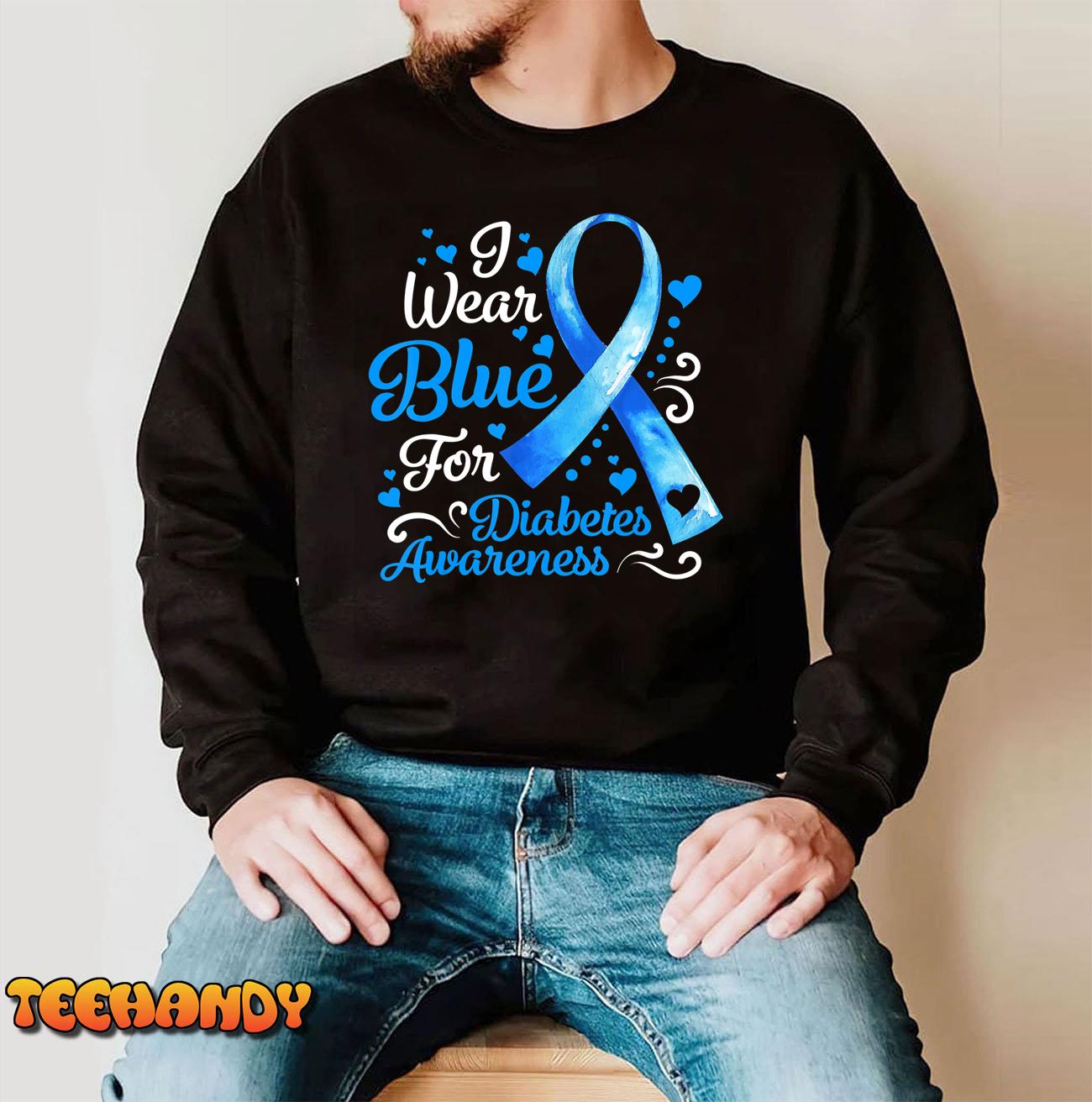 In November We Wear Blue Ribbon Diabetes Awareness Month T-Shirt