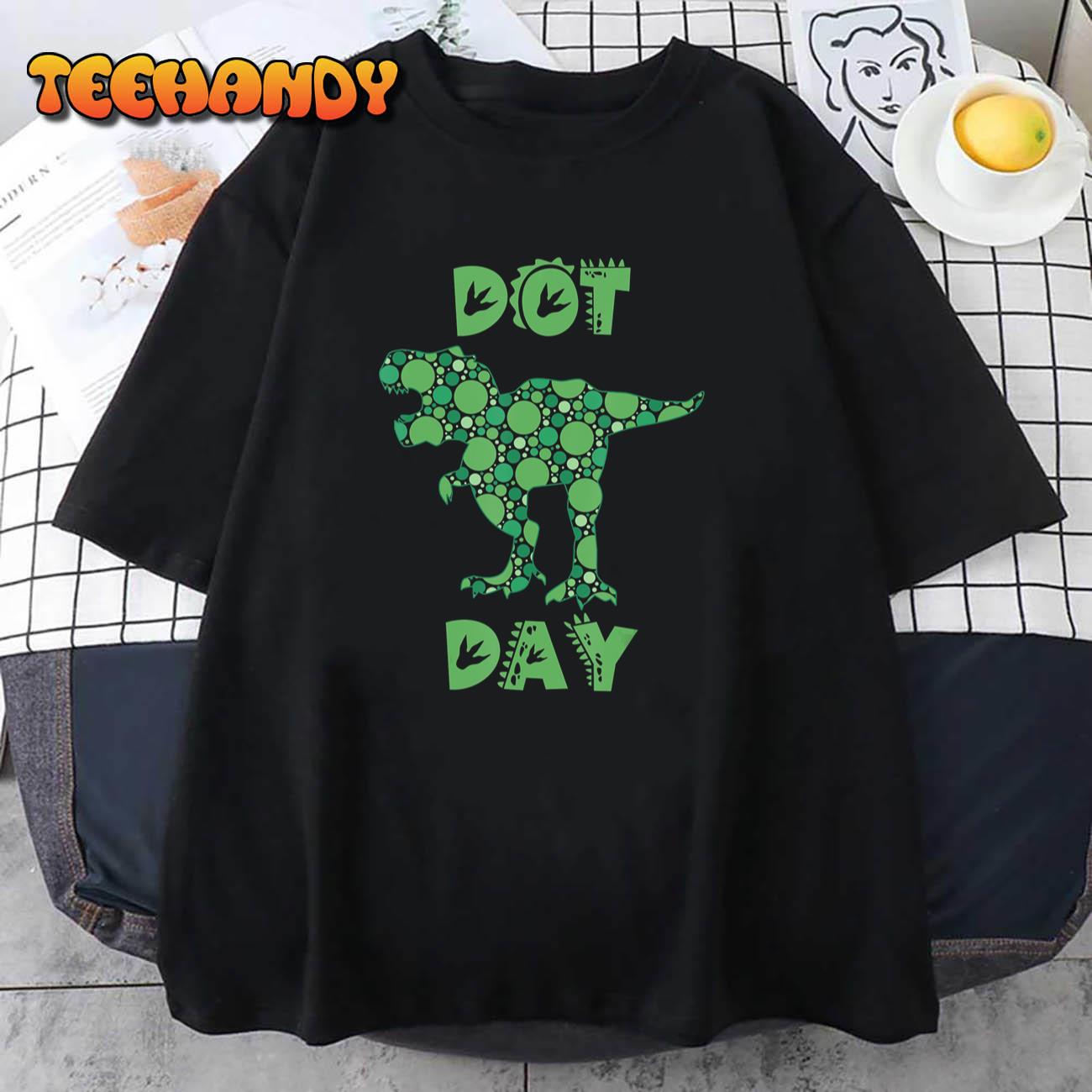 International Dot Day Green Polka Dot T Rex Dinosaur Kids T-Shirt