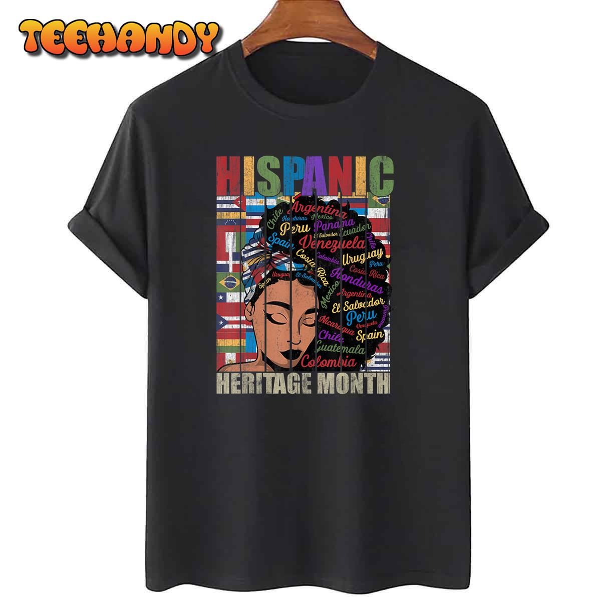 Latina Women Art Hispanic Heritage Month Latin Country Flags T-Shirt